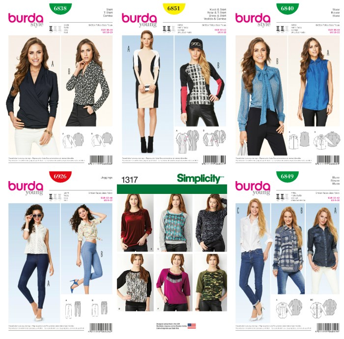 Burda 6849, 6840, 6841,6926, 6838, Simplicity 1317