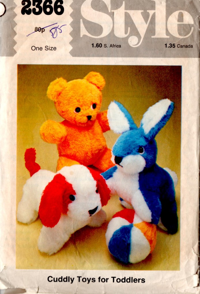 Vintage toy rabbit bear dog pattern